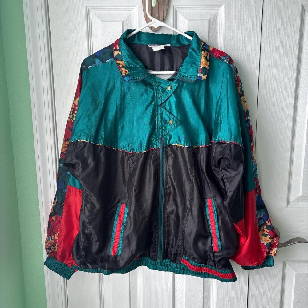 Vintage 80/90's Colorblocked Windbreaker Womens L Track Jacket